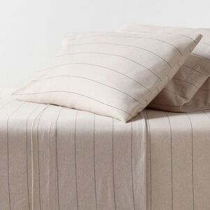 Threshold - King Cotton Jersey Sheet Set Oatmeal Heather Strip Black